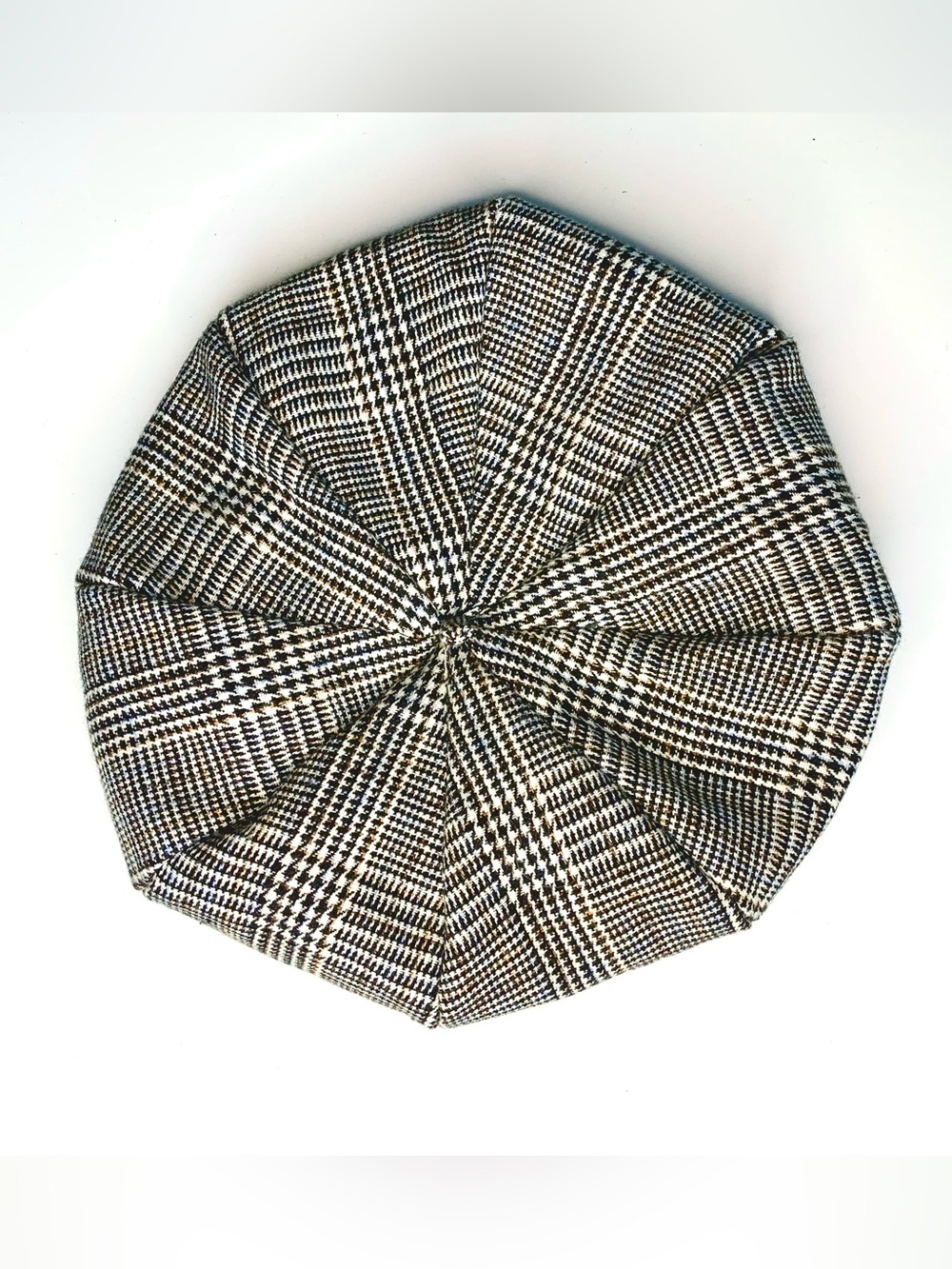 Men's Plaid Newsboy Cap in Black & Brown